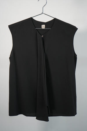 Hermès Black Silk Sleeveless Blouse Made in France