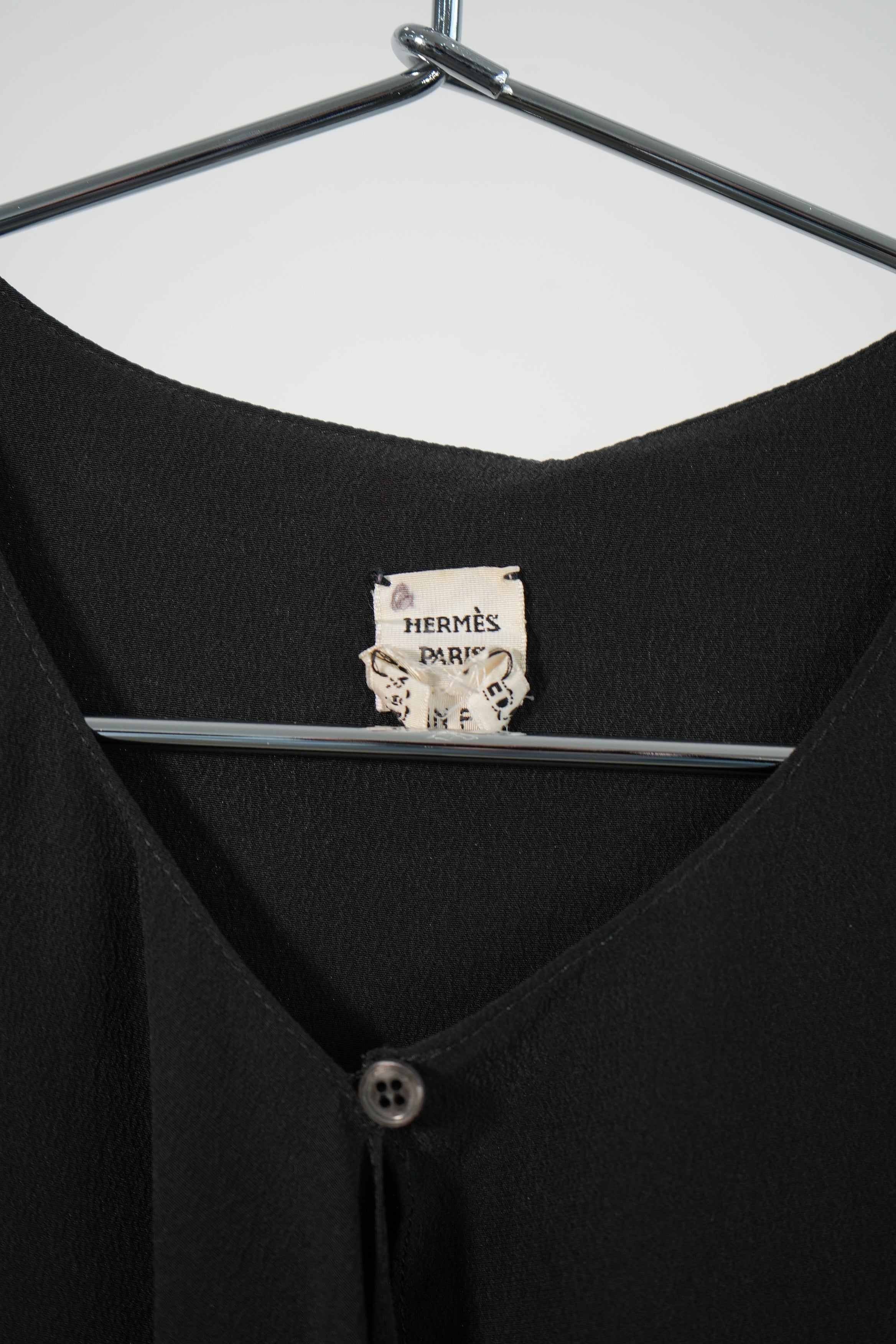 Hermès Black Silk Sleeveless Blouse Made in France