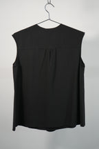 Hermès Black Silk Sleeveless Blouse Made in France