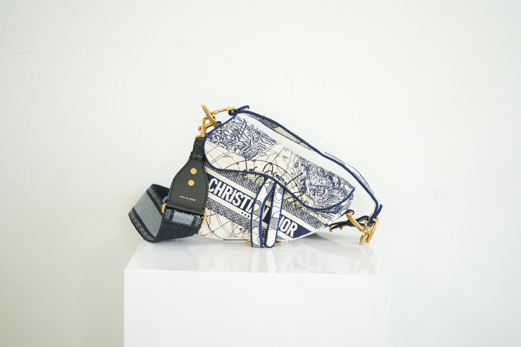 Christian Dior White Saddle Bag "Around the World"
