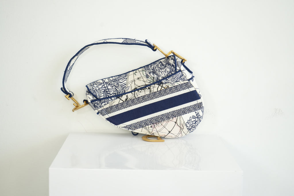 Christian Dior White Saddle Bag "Around the World"