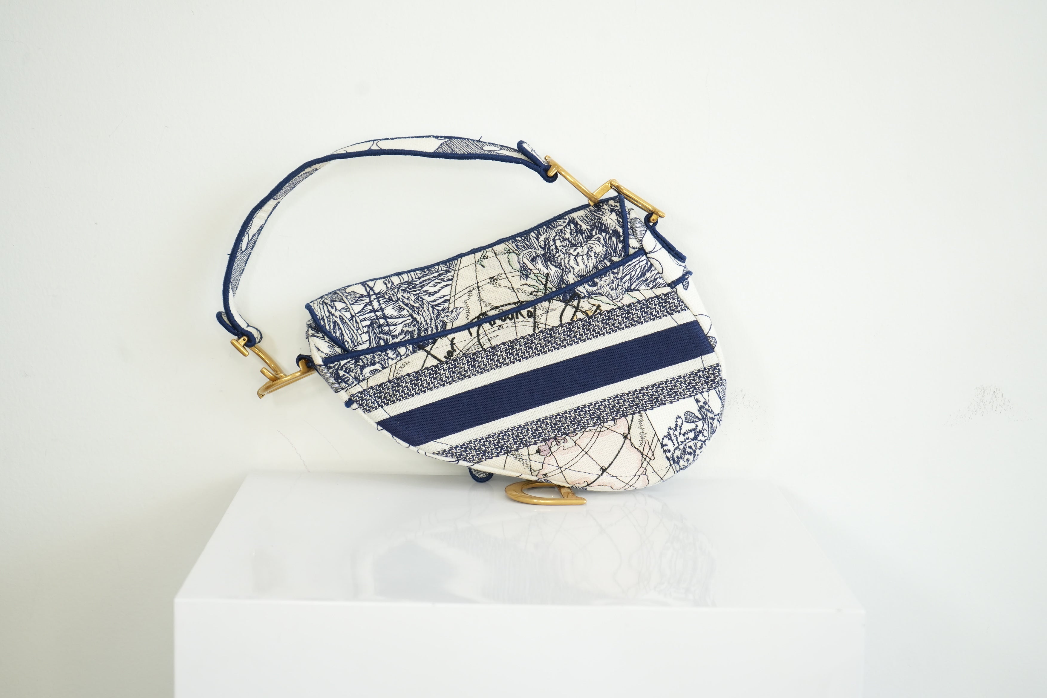 Christian Dior White Saddle Bag "Around the World"