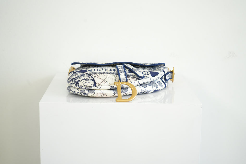 Christian Dior White Saddle Bag "Around the World"