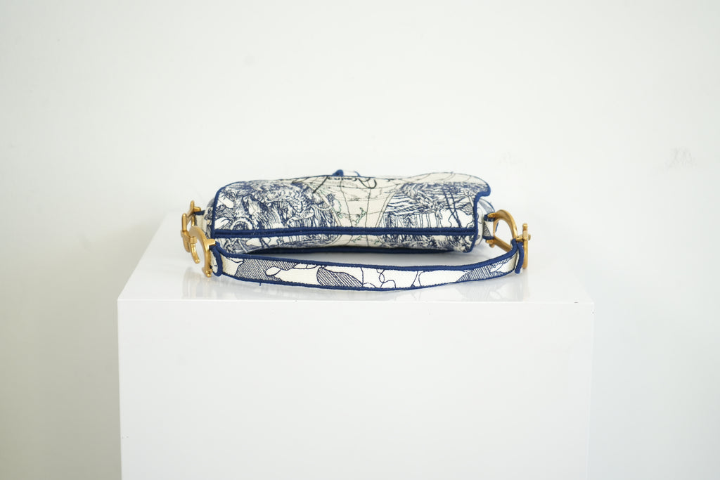 Christian Dior White Saddle Bag "Around the World"