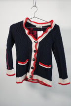 Valentino Navy Blue and Red Knit Cardigan