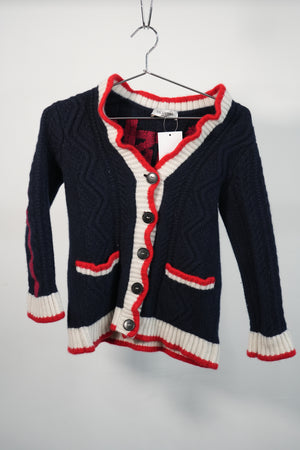 Valentino Navy Blue and Red Knit Cardigan