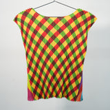 Pleats Please Issey Miyake Sleeveless Pleated Bubble Gum Graphic Top Size 3