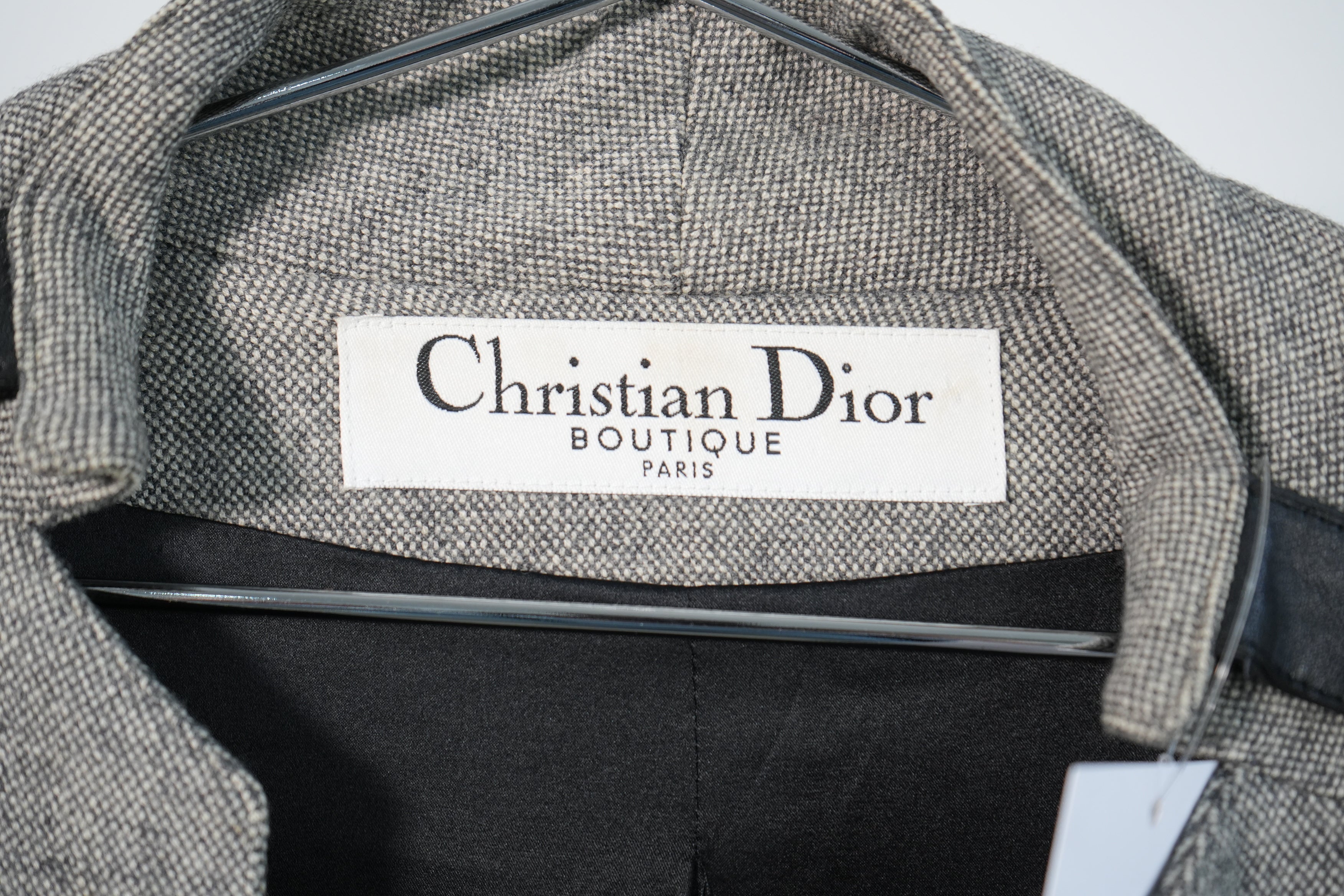 Vintage Christian Dior Boutique Jacket with Black Straps Gray