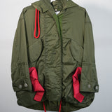 Burberry Nylon Hooded Mod Coat Parka Jacket Olive Green Size 0