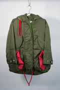 Burberry Nylon Hooded Mod Coat Parka Jacket Olive Green Size 0