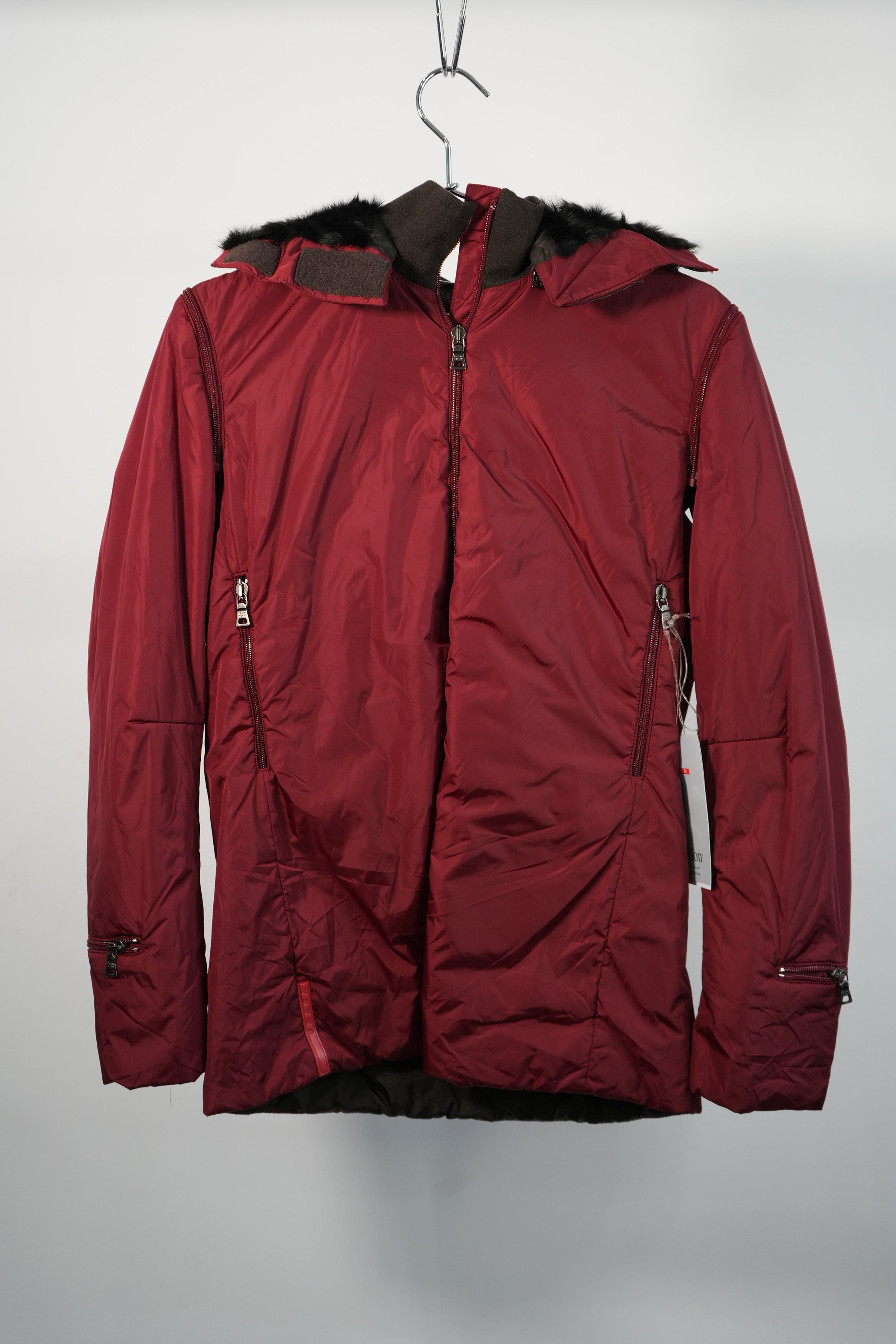 Prada Sport Red Nylon Jacket with Detachable Hood