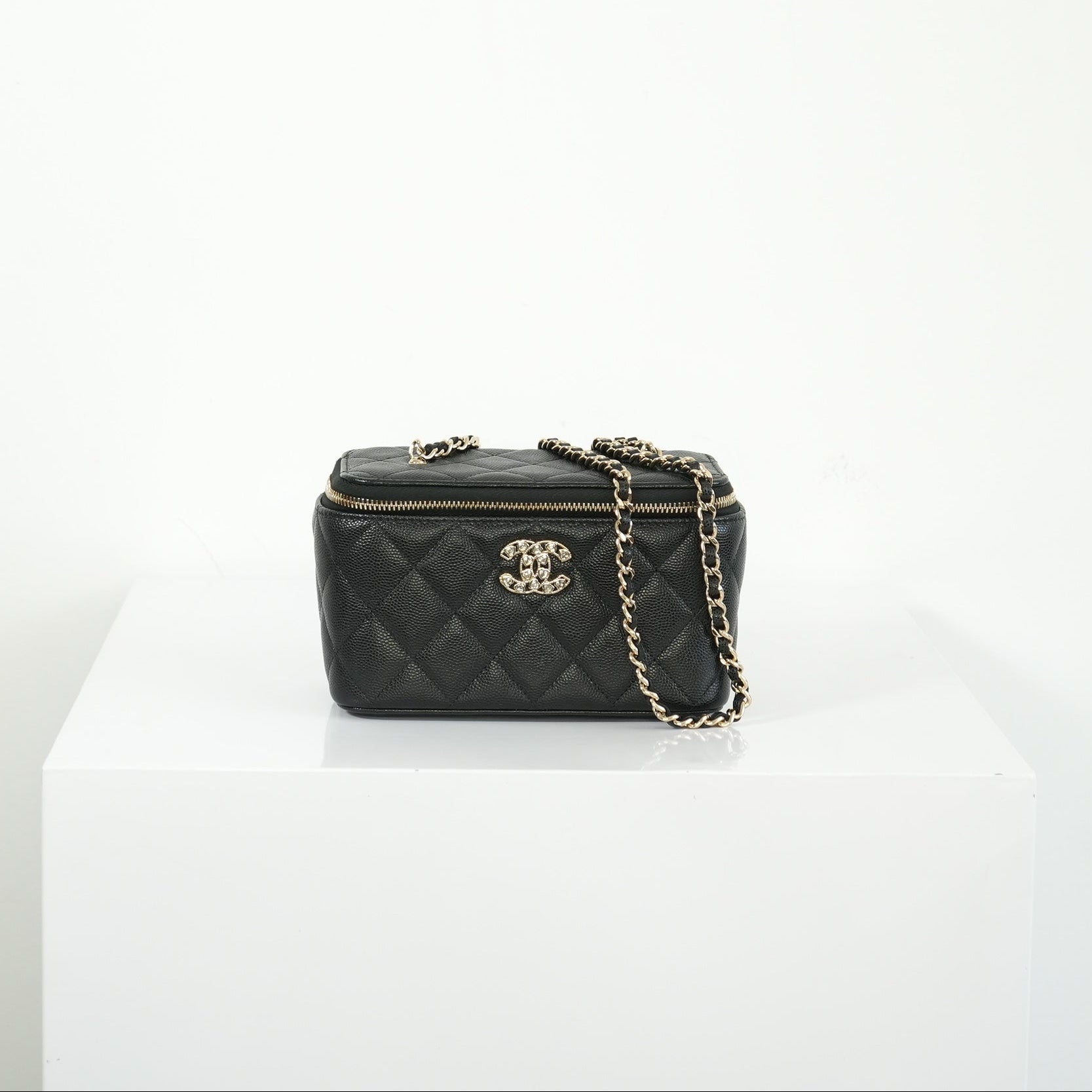 Chanel Black Caviar Vanity (Jewel CC Logo) Full Set