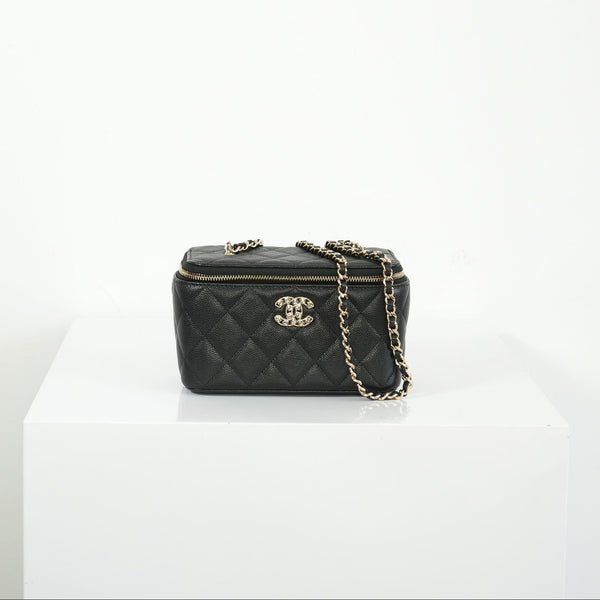 SF EXCLUSIVE: Chanel Black Caviar Vanity (Jewel CC Logo) Full Set