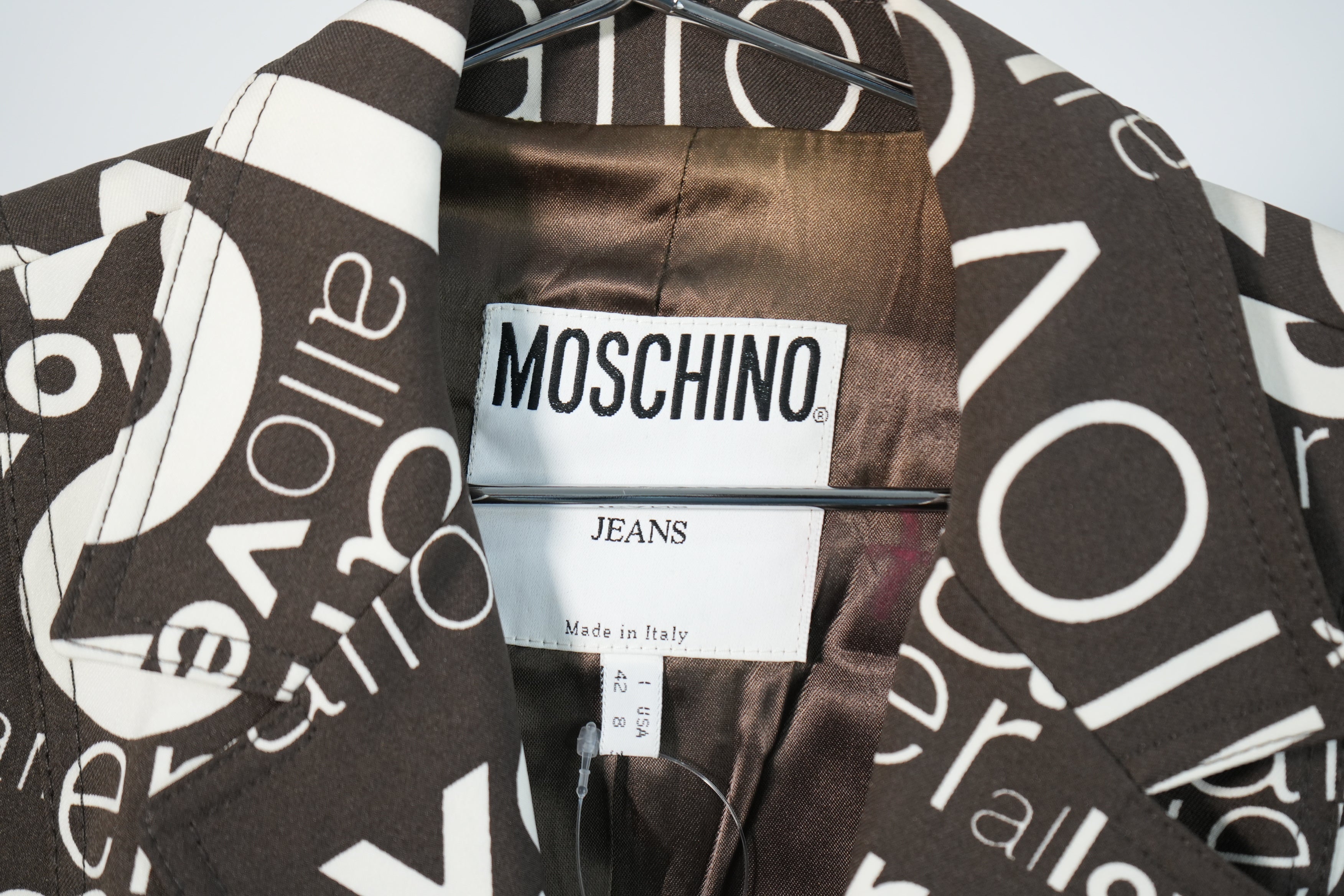 Moschino Single-Breasted Blazer with All Over "Love" Print Size 8