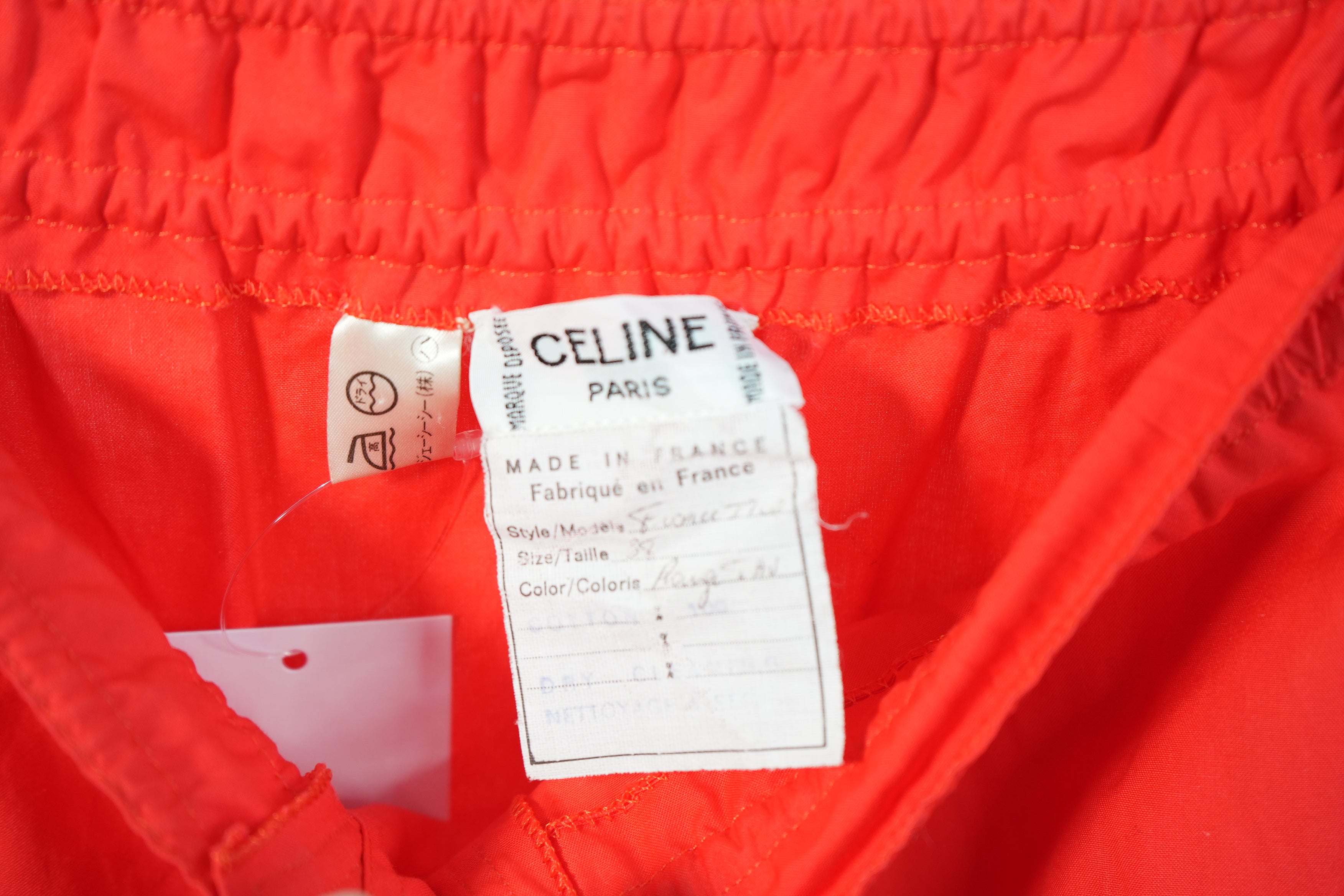 Celine Poppy Red Cotton Skirt Size 38