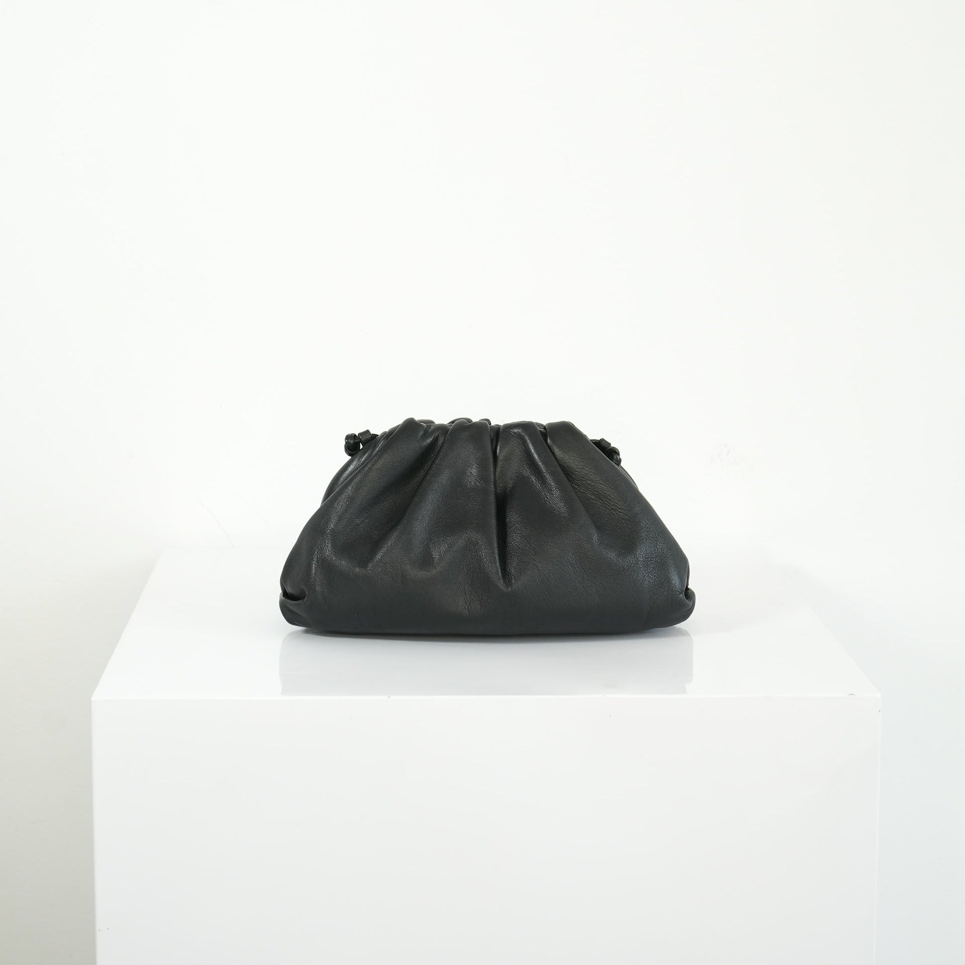 Bottega Veneta Lambskin Black Snap Clutch Bag