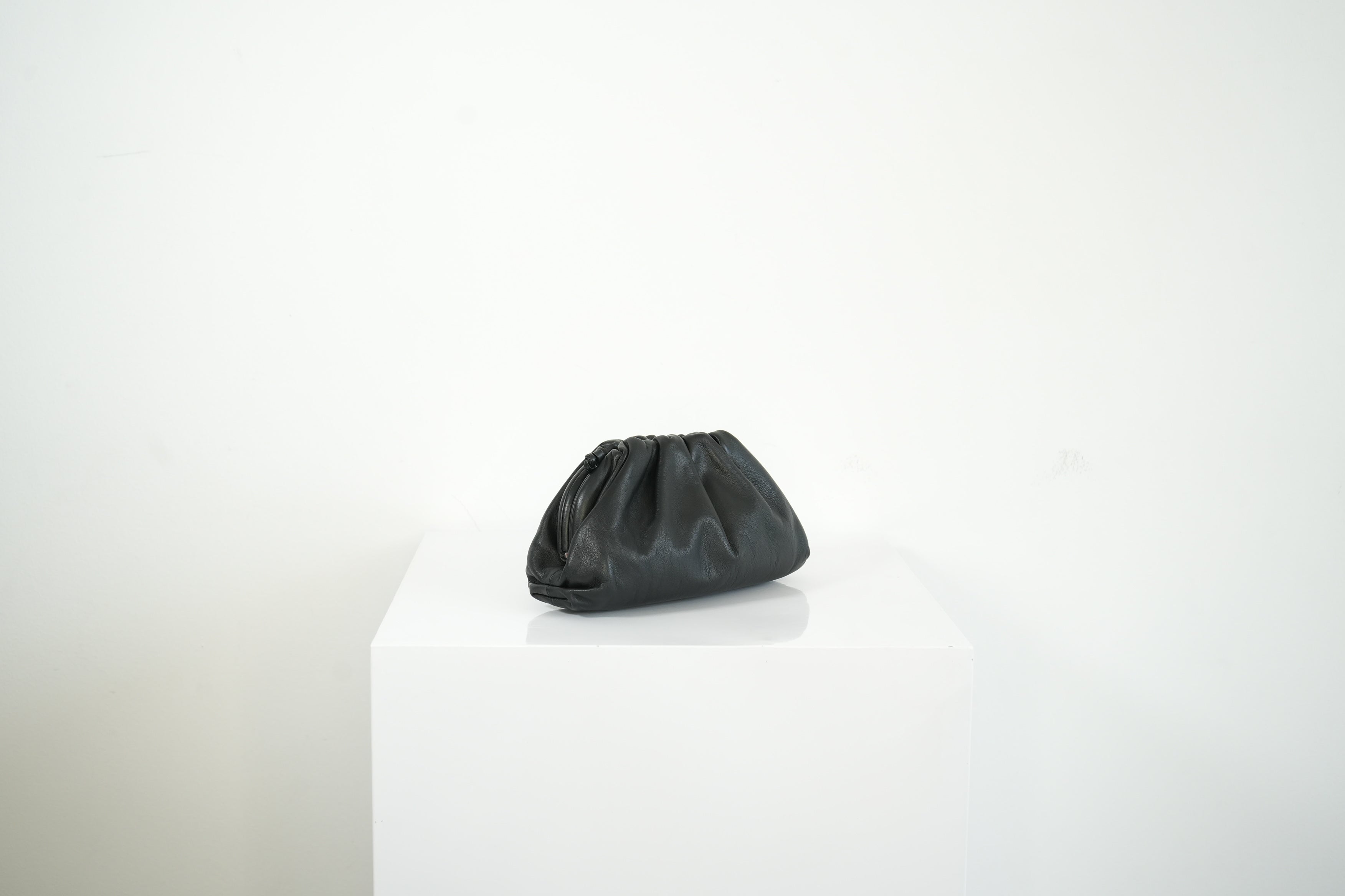 Bottega Veneta Lambskin Black Snap Clutch Bag
