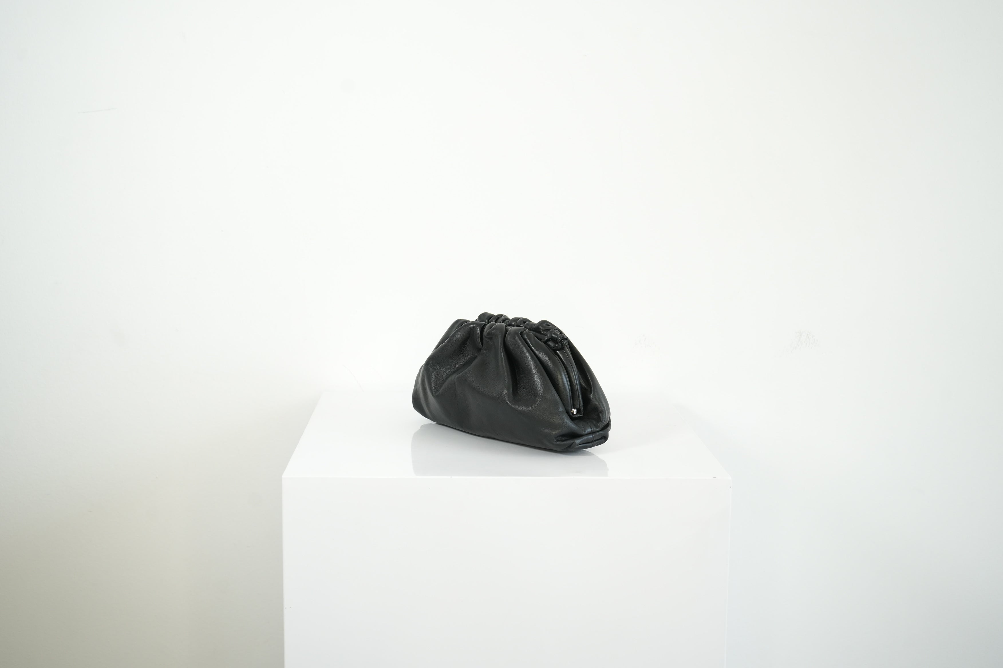 Bottega Veneta Lambskin Black Snap Clutch Bag