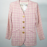 Vintage Yves Saint Laurent Button Front Tweed Jacket Pink