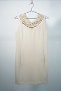 Moschino Pearl Collar Sleeveless Dress Beige New with Tags