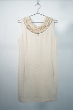 Moschino Pearl Collar Sleeveless Dress Beige New with Tags