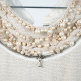 Moschino Pearl Collar Sleeveless Dress Beige New with Tags