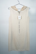 Moschino Pearl Collar Sleeveless Dress Beige New with Tags