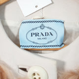 Prada Shaggy Wool Faux Fur Button Front Belted Coat Jacket Peach Size 42S