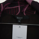 Gucci Geometric Print Silk Long Sleeve Wrap Dress Purple Pink
