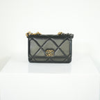 Chanel 19 Black Quilted Lambskin Wallet On Chain