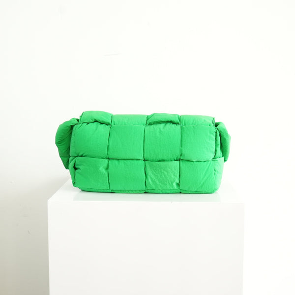 Bottega Veneta Parakeet Green Nylon Mini Padded Intreccio Crossbody Bag