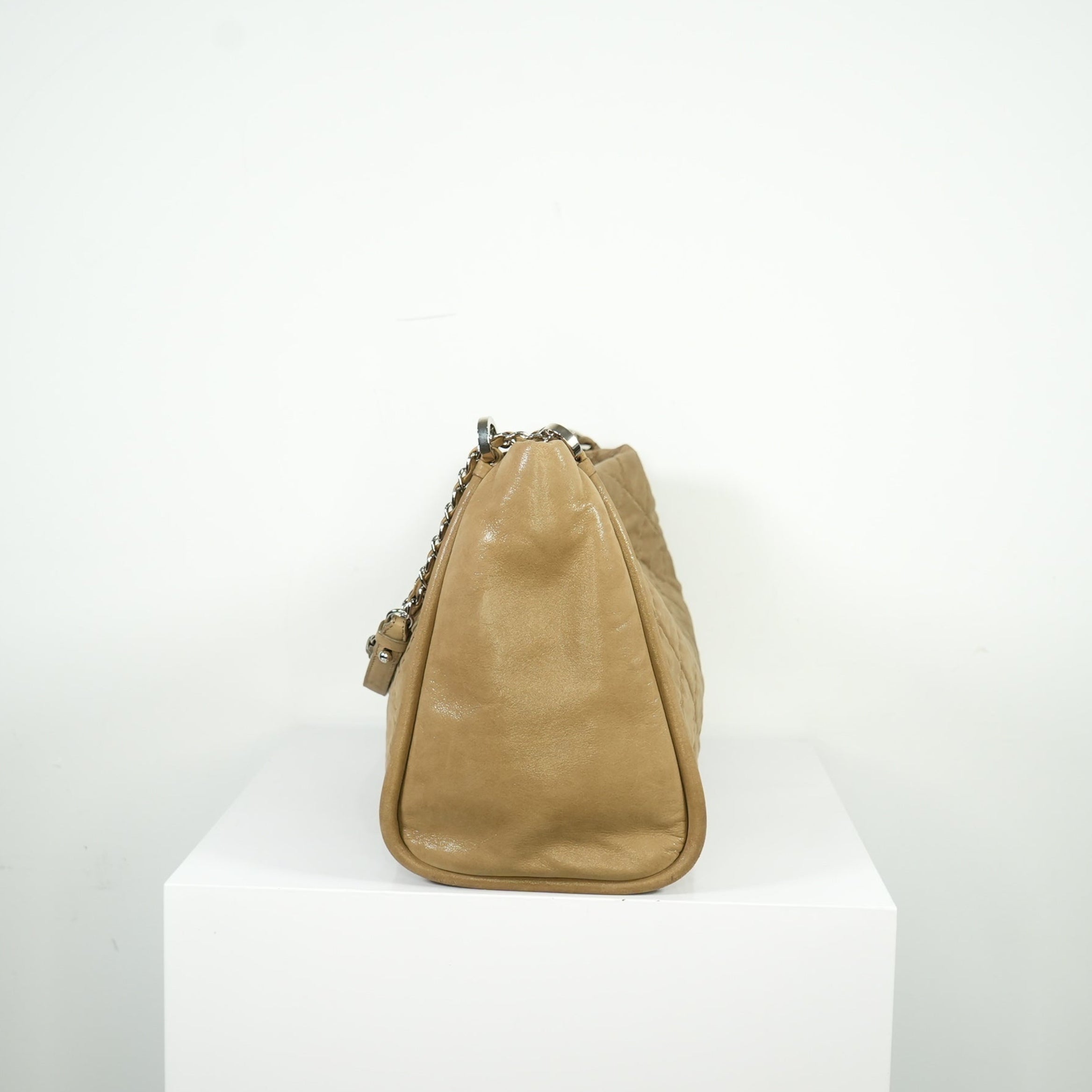 Chanel Beige Matelasse Lambskin Leather Shoulder Bag