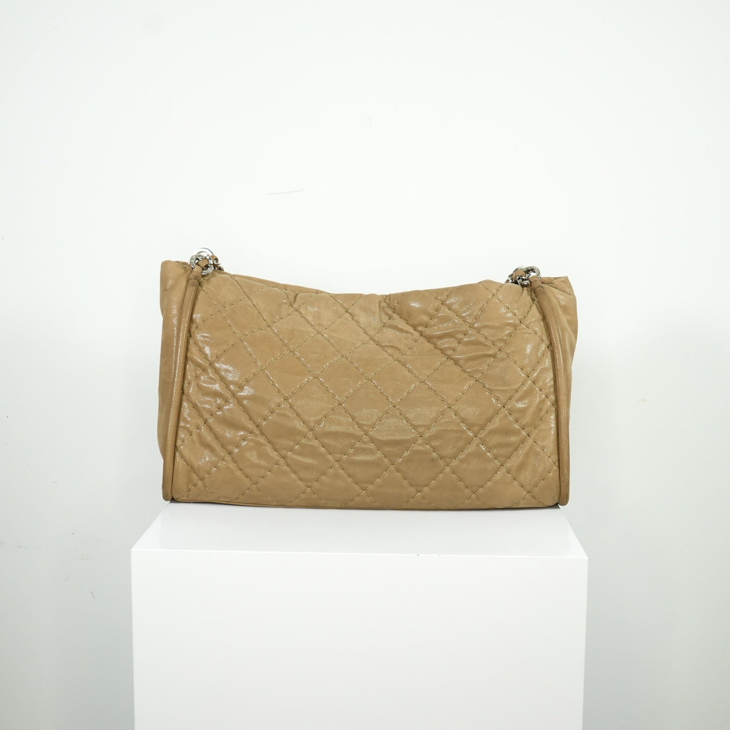 Chanel Beige Matelasse Lambskin Leather Shoulder Bag