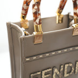Fendi Sunshine Shopper small Leather 2 Way Handbag Brown 8BS051