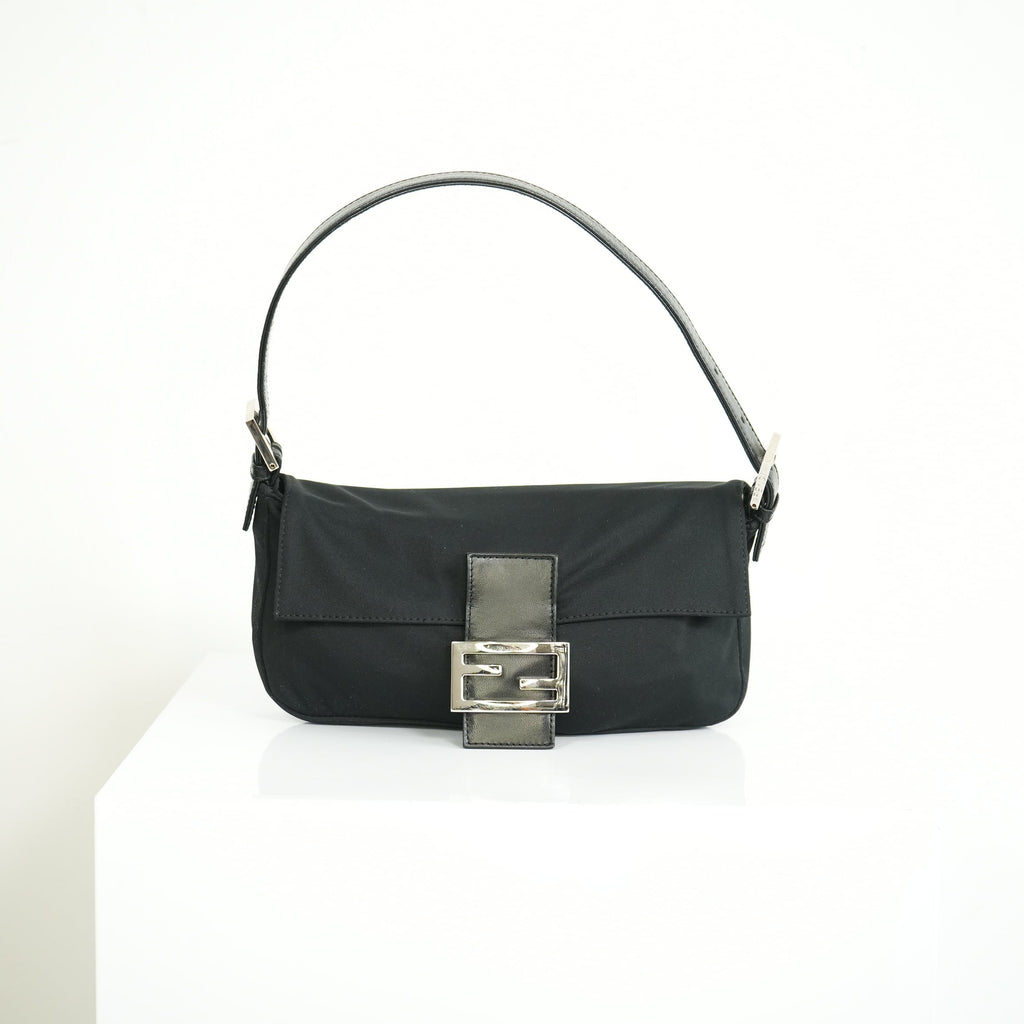 Fendi Black Nylon Baguette Shoulder Bag