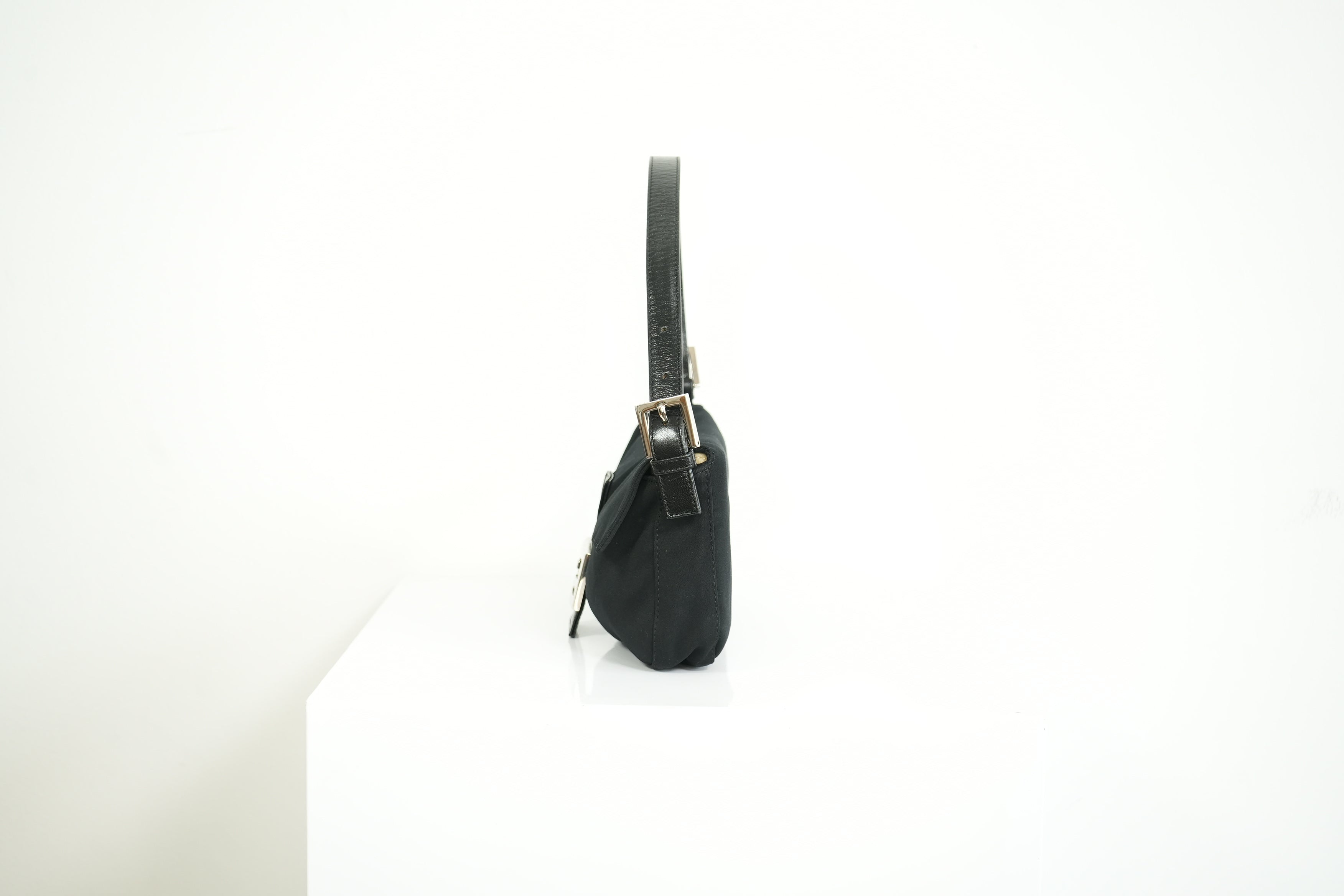 Fendi Black Nylon Baguette Shoulder Bag