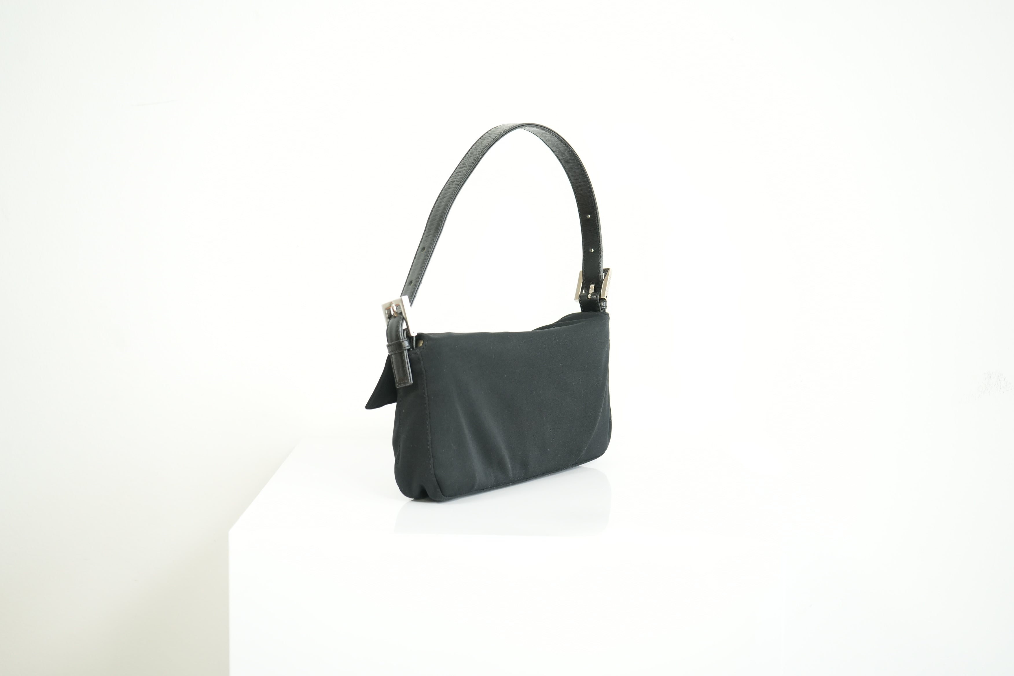 Fendi Black Nylon Baguette Shoulder Bag