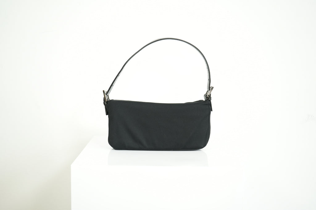 Fendi Black Nylon Baguette Shoulder Bag