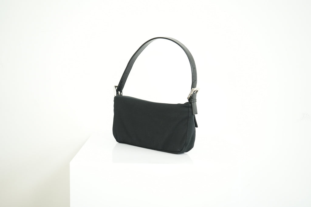Fendi Black Nylon Baguette Shoulder Bag