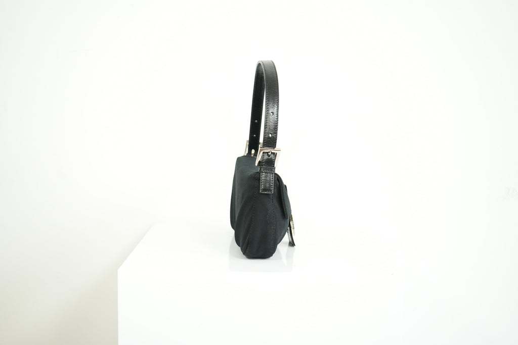 Fendi Black Nylon Baguette Shoulder Bag