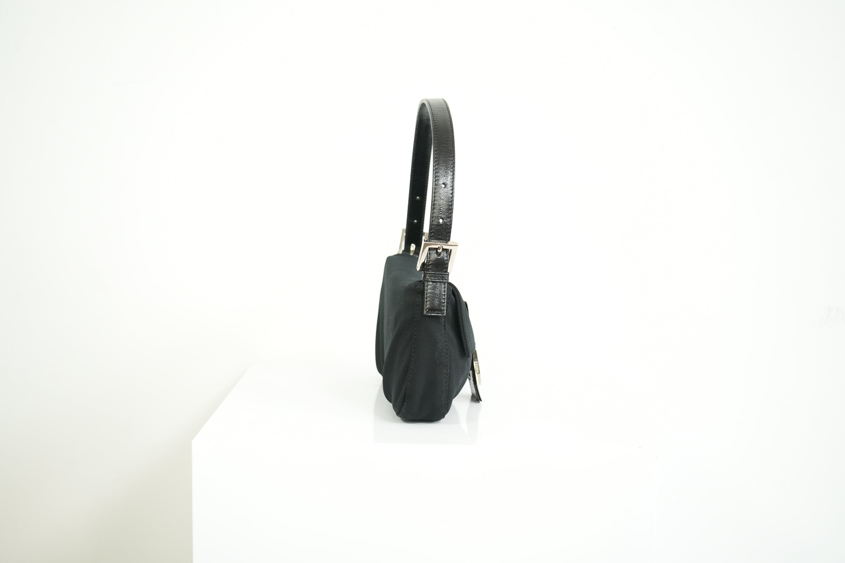 Fendi Black Nylon Baguette Shoulder Bag