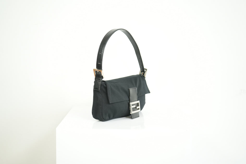 Fendi Black Nylon Baguette Shoulder Bag