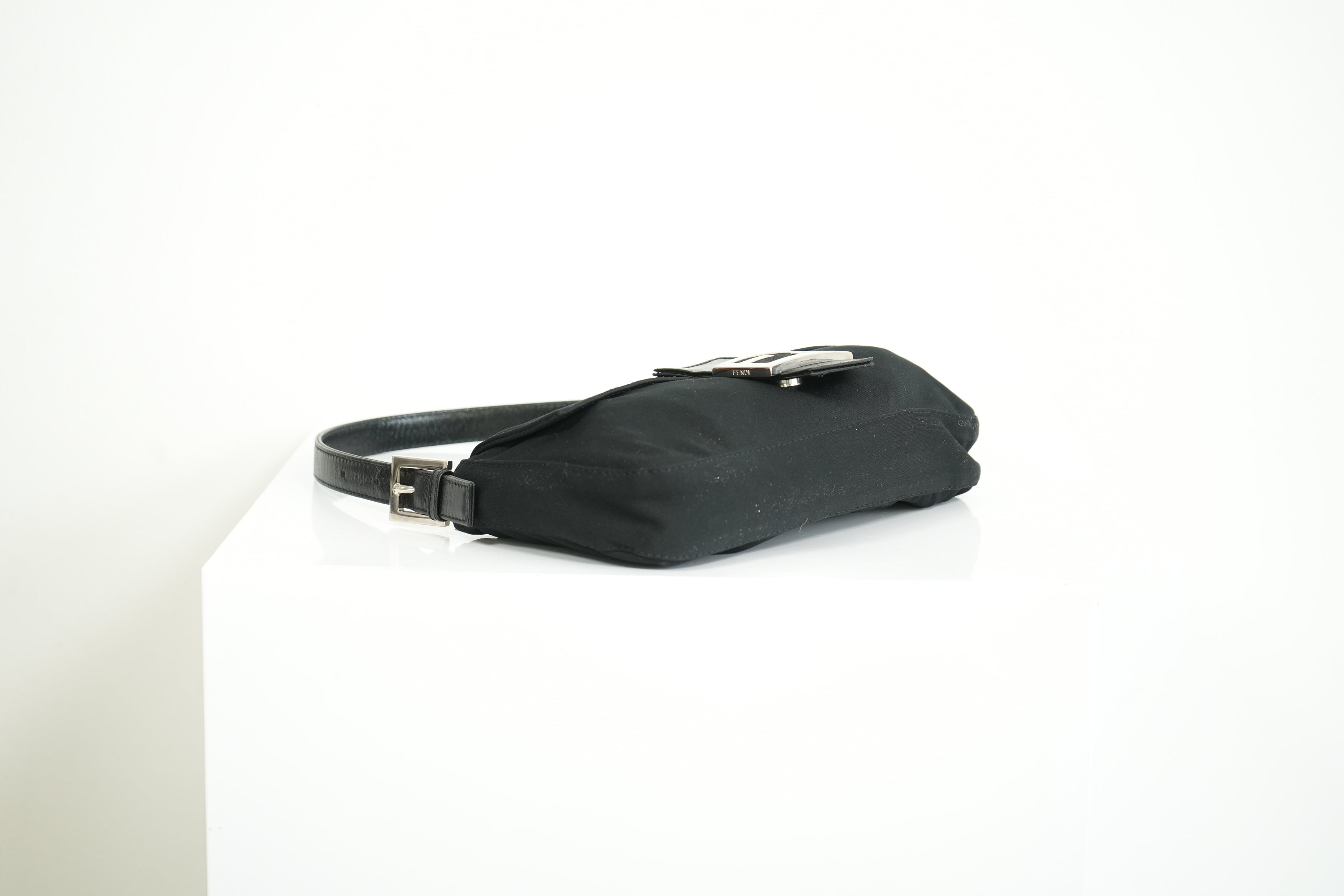 Fendi Black Nylon Baguette Shoulder Bag
