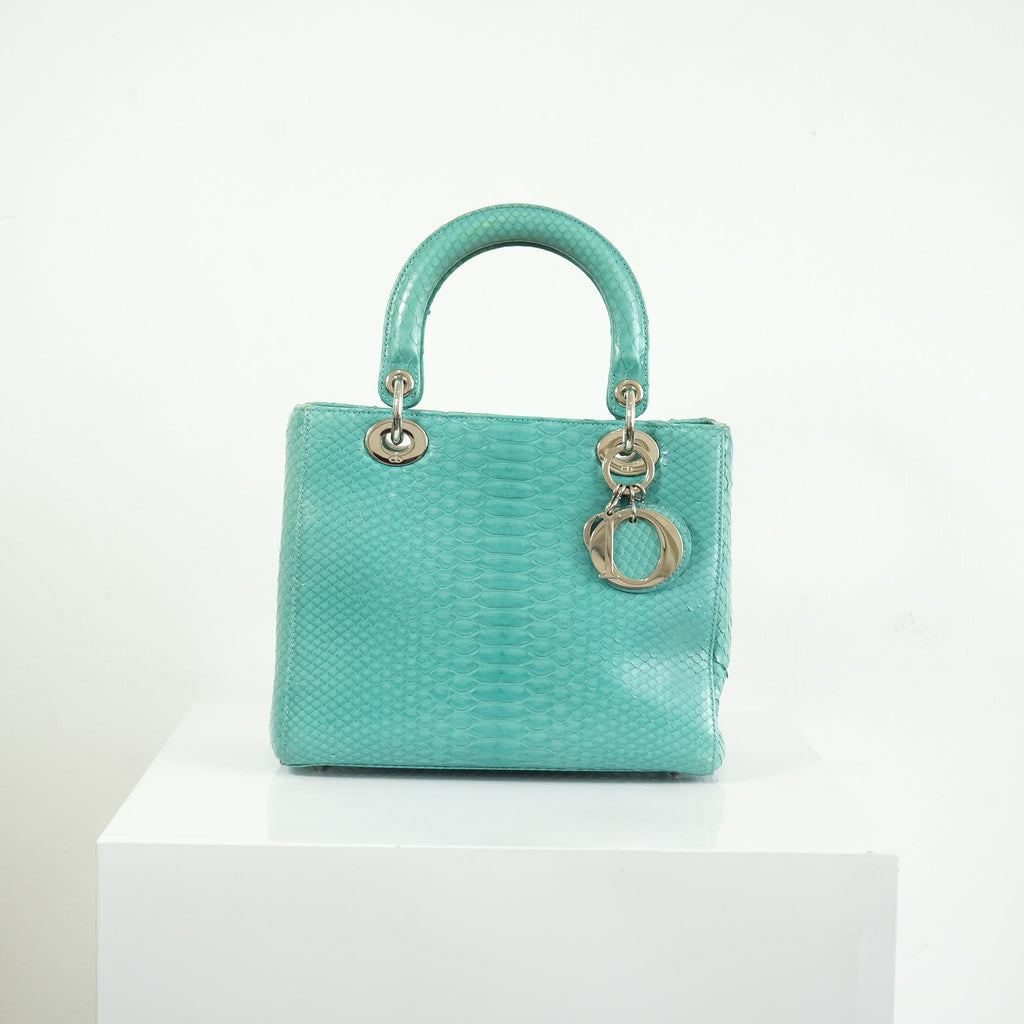 Christian Dior Blue Python Lady Dior Bag