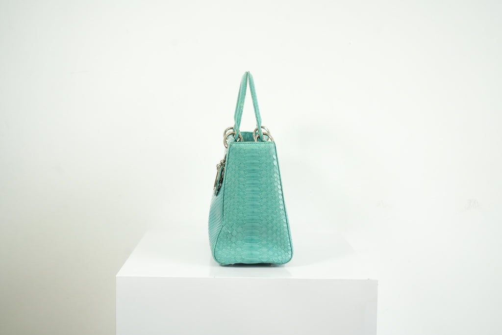 Christian Dior Blue Python Lady Dior Bag