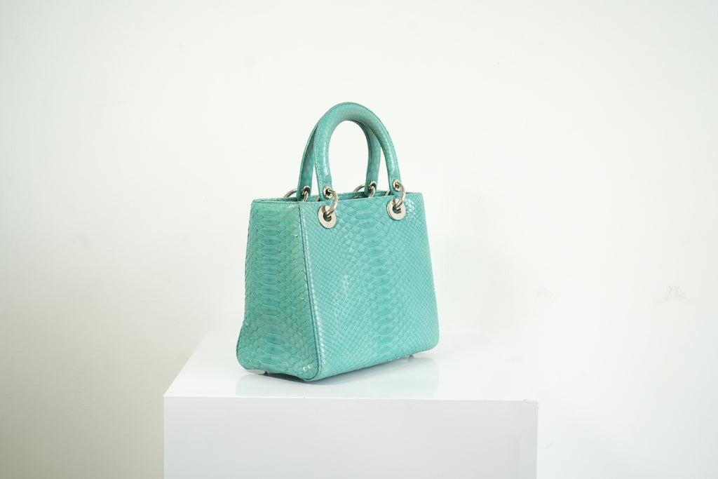 Christian Dior Blue Python Lady Dior Bag