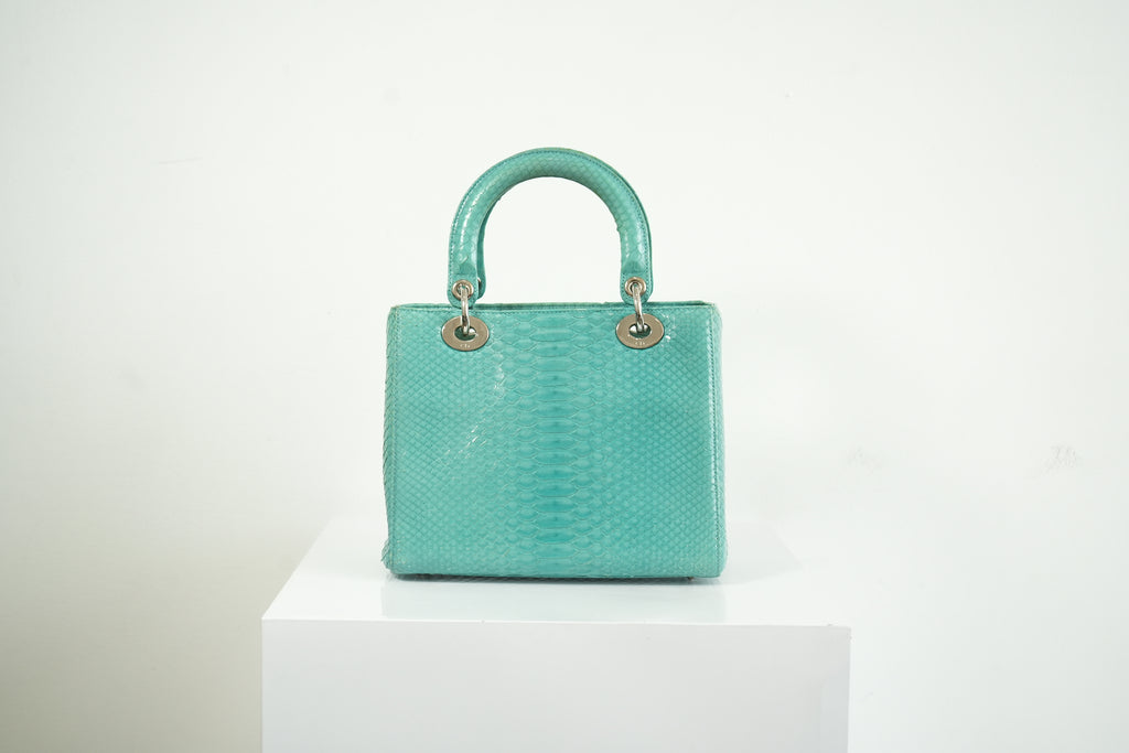 Christian Dior Blue Python Lady Dior Bag