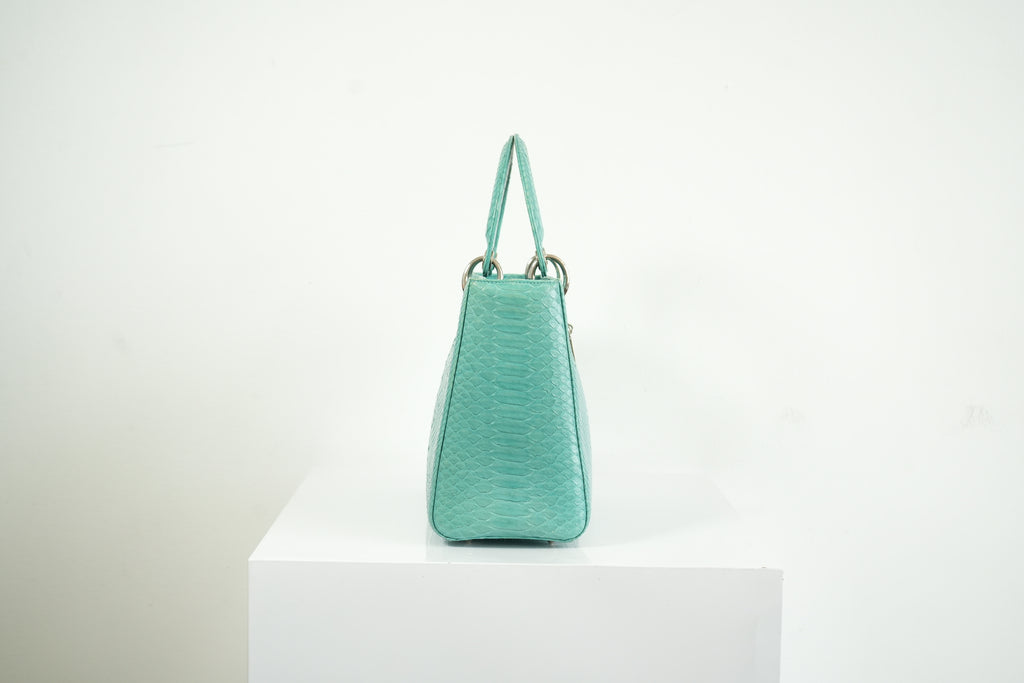 Christian Dior Blue Python Lady Dior Bag