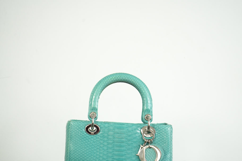 Christian Dior Blue Python Lady Dior Bag