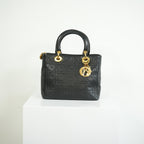 Christian Dior Lady Dior Black Cannage Quilting and Gold-Tone Hardware